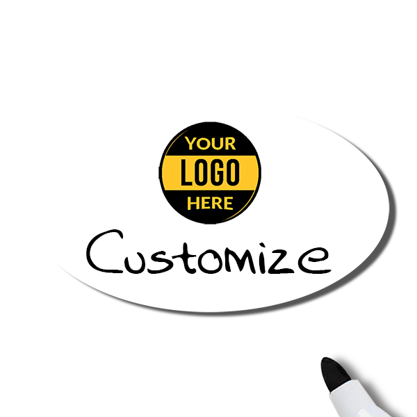 Customized Oval 1.75 x 3 Dry Erase Reusable Name Tag