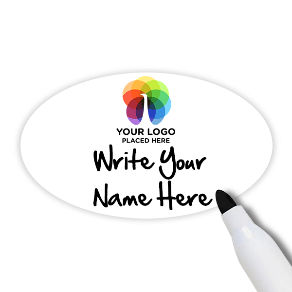 Customized Oval 1.75 x 3 Dry Erase Reusable Name Tag