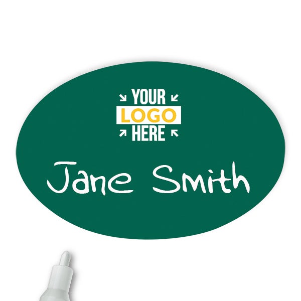 Customized Oval 2 x 3 Chalkboard Reusable Name Tag - Example