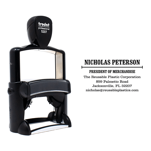 Custom Serif 4 Line Profession Stamp with Body