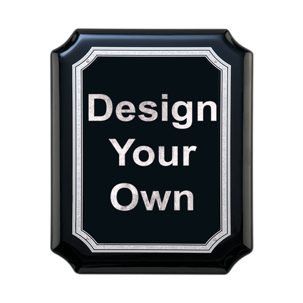 Gloss Black and Gold 8" x 10 1/2" Wall Plaque with Scalloped Corners Gloss Black and Gold 8" x 10 1/2" Wall Plaque with Scalloped Corners