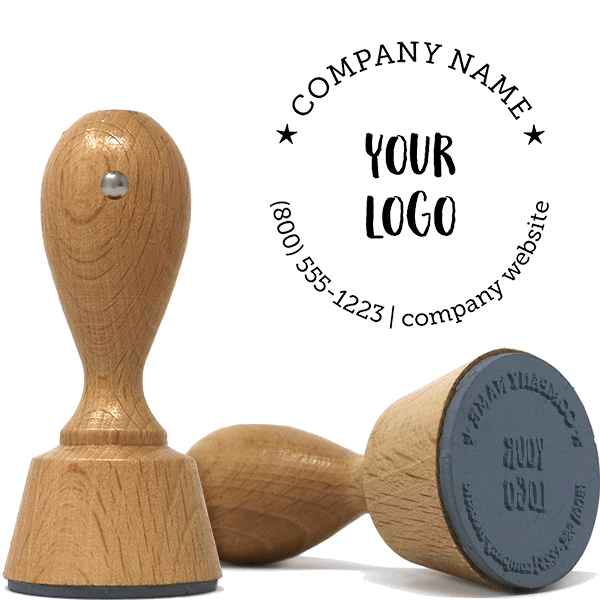 Logo with Custom Text Wood Handle Hand Stamp Corp Connect