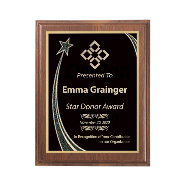 8 x 10 Donor Recognition Rising Star Walnut Plaque 8 x 10 Donor Recognition Rising Star Walnut Plaque