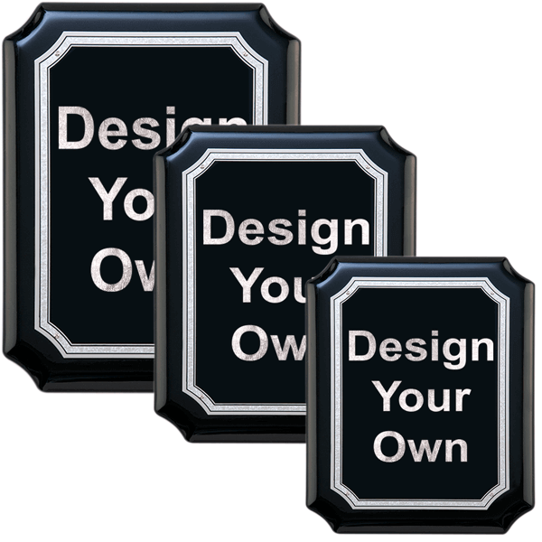 Gloss Black and Silver Wall Plaque with Scalloped Corners - Choose your Size Gloss Black and Silver Wall Plaque with Scalloped Corners - Choose your Size