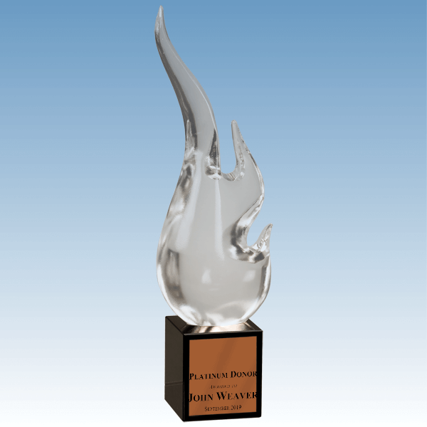 Donation Goal Flame Sculpture Crystal Award Donation Goal Flame Sculpture Crystal Award