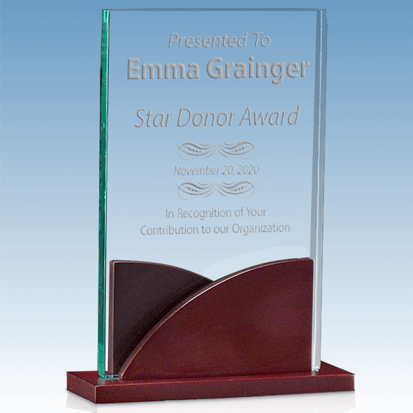 Donation Goal Premium Acrylic Award with Mahogany Base Donation Goal Premium Acrylic Award with Mahogany Base