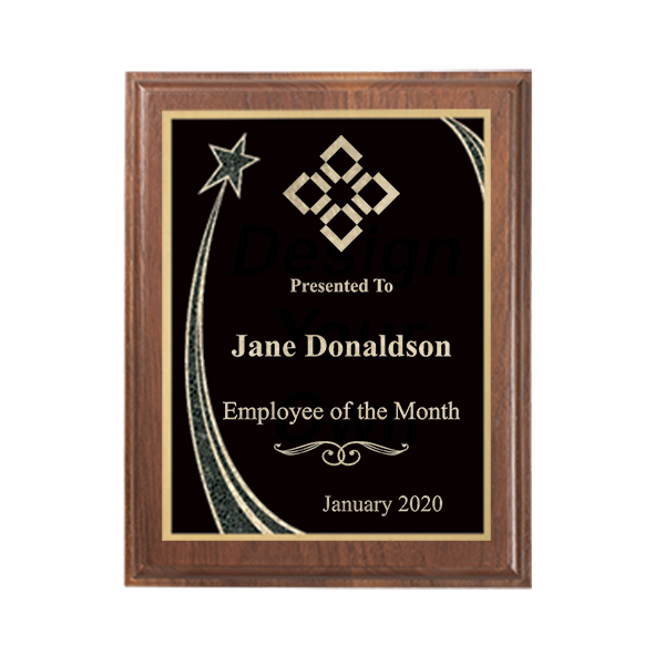 Employee of the Month Rising Star Walnut Plaque Employee of the Month Rising Star Walnut Plaque