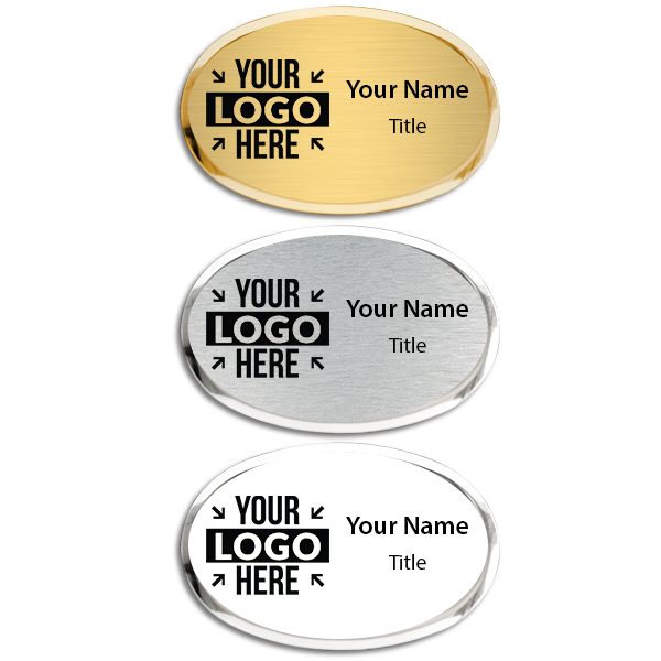 Engraved Executive Beveled Oval Badges Engraved Executive Beveled Oval Badges