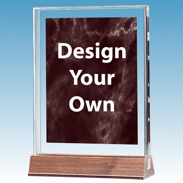 Marble Ruby Polished Acrylic Award on Walnut Base | 6" x 8.625" Marble Ruby Polished Acrylic Award on Walnut Base | 6" x 8.625"