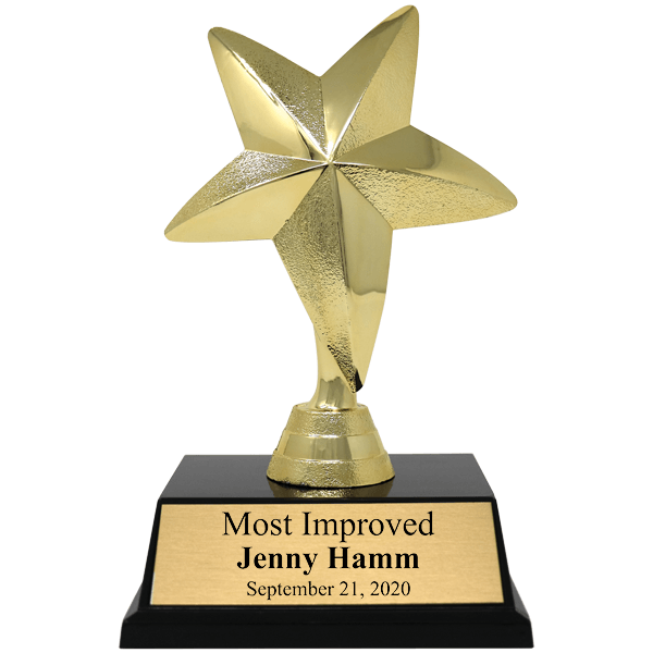 Most Improved Gold Star Award Trophy Most Improved Gold Star Award Trophy