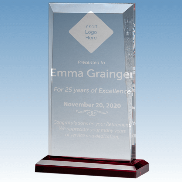 Retirement Recognition Apex Style Acrylic Award w/ Red Base Retirement Recognition Apex Style Acrylic Award w/ Red Base