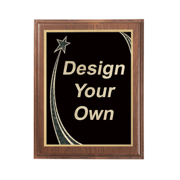 Walnut 7" x 9" Plaque with Step Edge & Rising Star Plate Walnut 7" x 9" Plaque with Step Edge & Rising Star Plate