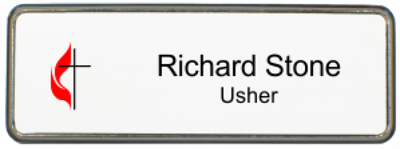 United Methodist Church Small Name Badge w/ Premier Frame United Methodist Church Small Name Badge w/ Premier Frame
