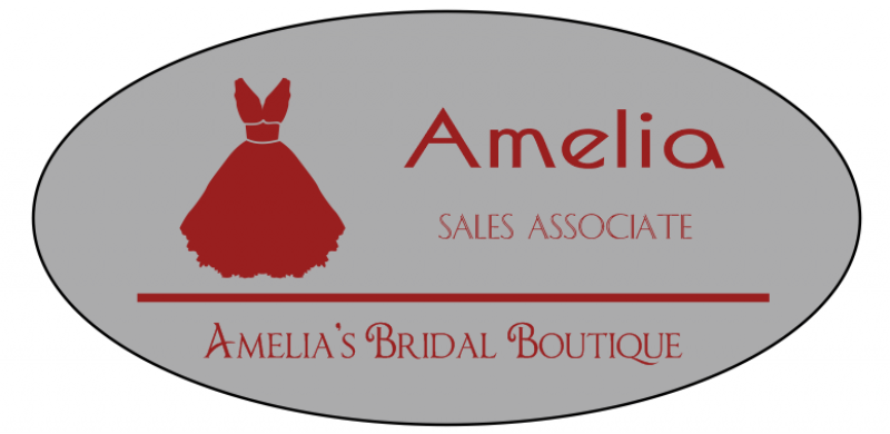 Bridal Shop 3 Line Oval Name Badge Bridal Shop 3 Line Oval Name Badge