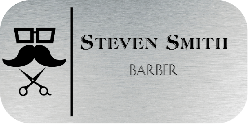 Barber Shop 2 Line Rounded Rectangle Name Badge Barber Shop 2 Line Rounded Rectangle Name Badge