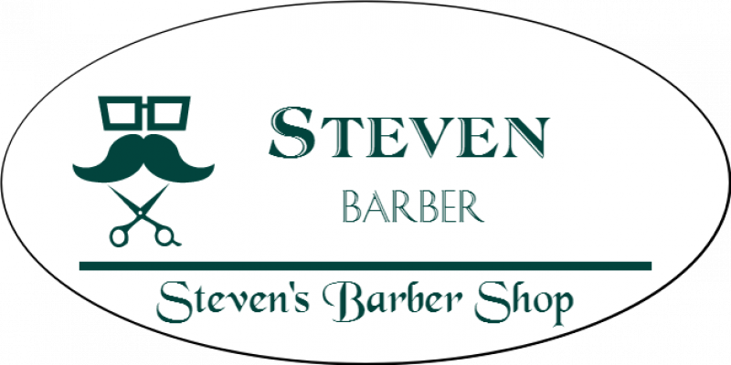 Barber Shop 3 Line Oval Name Badge Barber Shop 3 Line Oval Name Badge