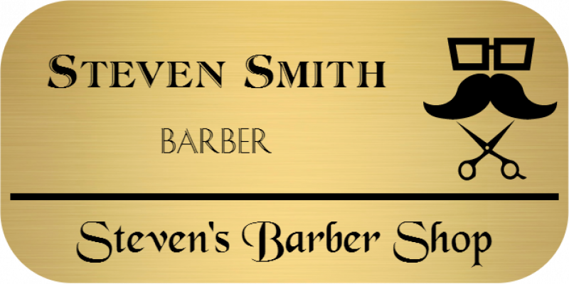 Barber Shop 3 Line Rounded Rectangle Name Badge Barber Shop 3 Line Rounded Rectangle Name Badge