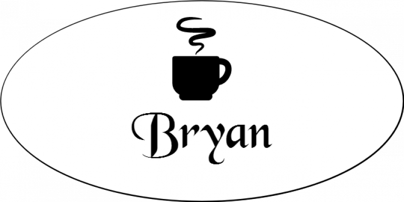 Steaming Coffee Cup Oval Coffee Shop Name Tag Steaming Coffee Cup Oval Coffee Shop Name Tag