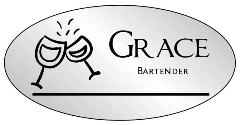 Oval 2 Line Bar & Wine Name Badge B Oval 2 Line Bar & Wine Name Badge B