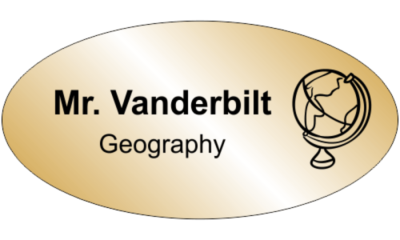 Geography Oval 2 Line Name Badge Geography Oval 2 Line Name Badge
