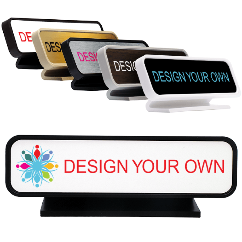 2x8 Plastic Rounded Corner Deskplate with Color Insert (9128) 2x8 Plastic Rounded Corner Deskplate with Color Insert (9128)