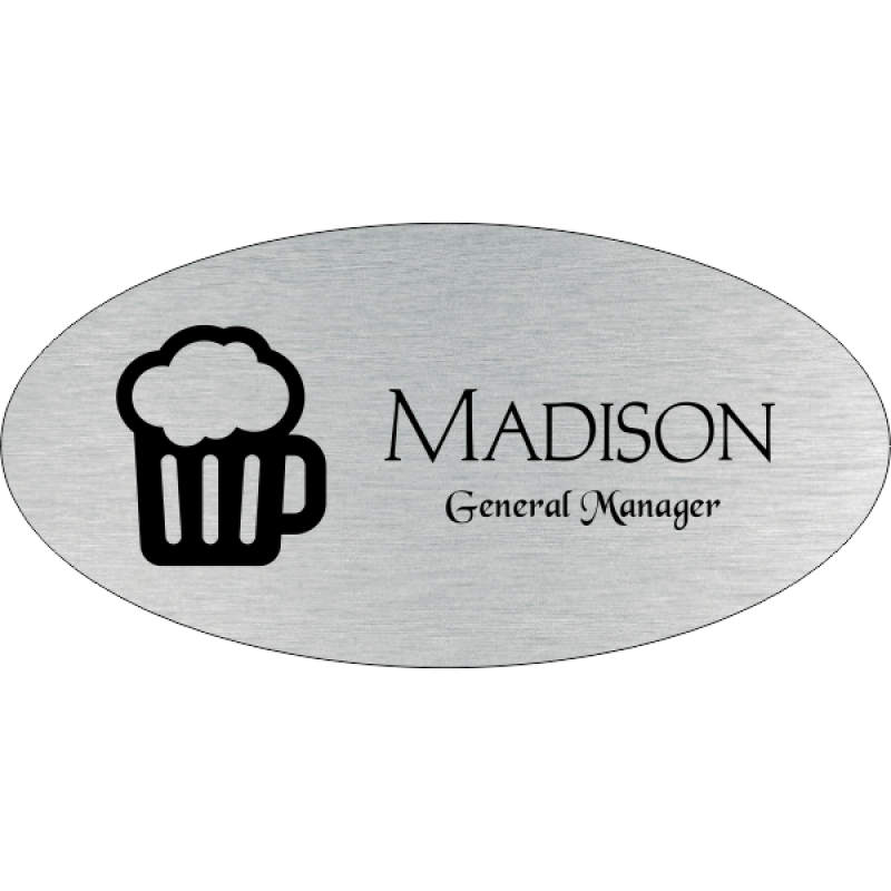 Beer Mug Oval Bar & Wine Name Tag Beer Mug Oval Bar & Wine Name Tag