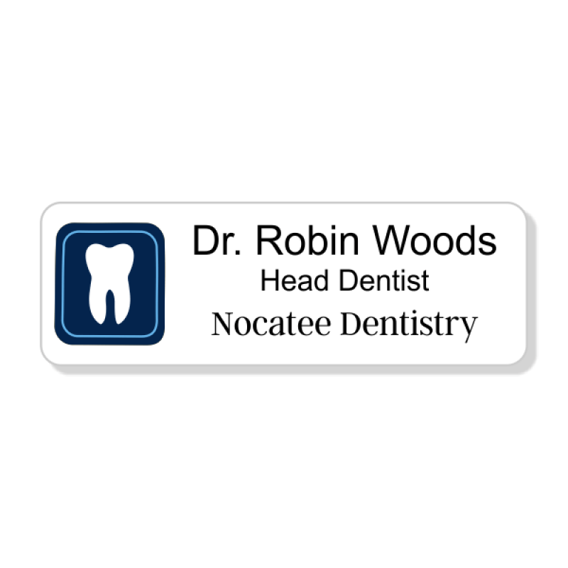 Dental Boxed Tooth Blue 3 Line Name Badge Dental Boxed Tooth Blue 3 Line Name Badge
