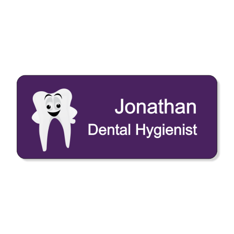 Dental Smiley Tooth Purple 2 Line Name Badge Dental Smiley Tooth Purple 2 Line Name Badge