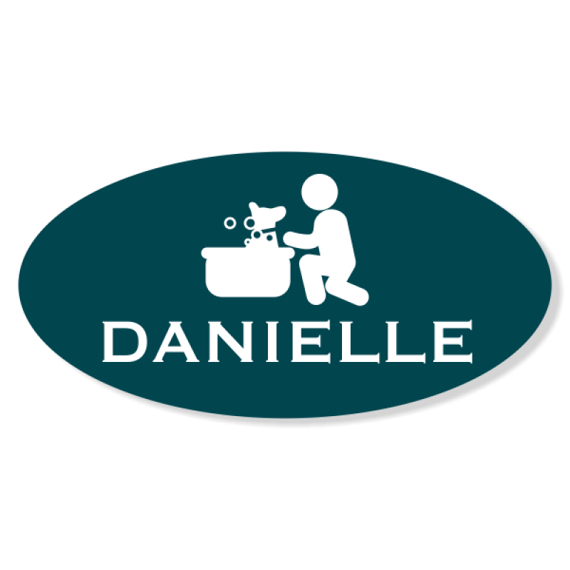 Dog In Bath Pet Grooming Oval Name Tag Dog In Bath Pet Grooming Oval Name Tag
