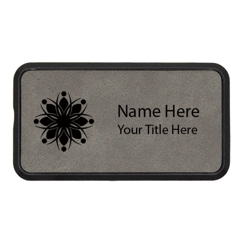 Magnetic Leatherette Name Tag with Frame - Rectangle Magnetic Leatherette Name Tag with Frame - Rectangle
