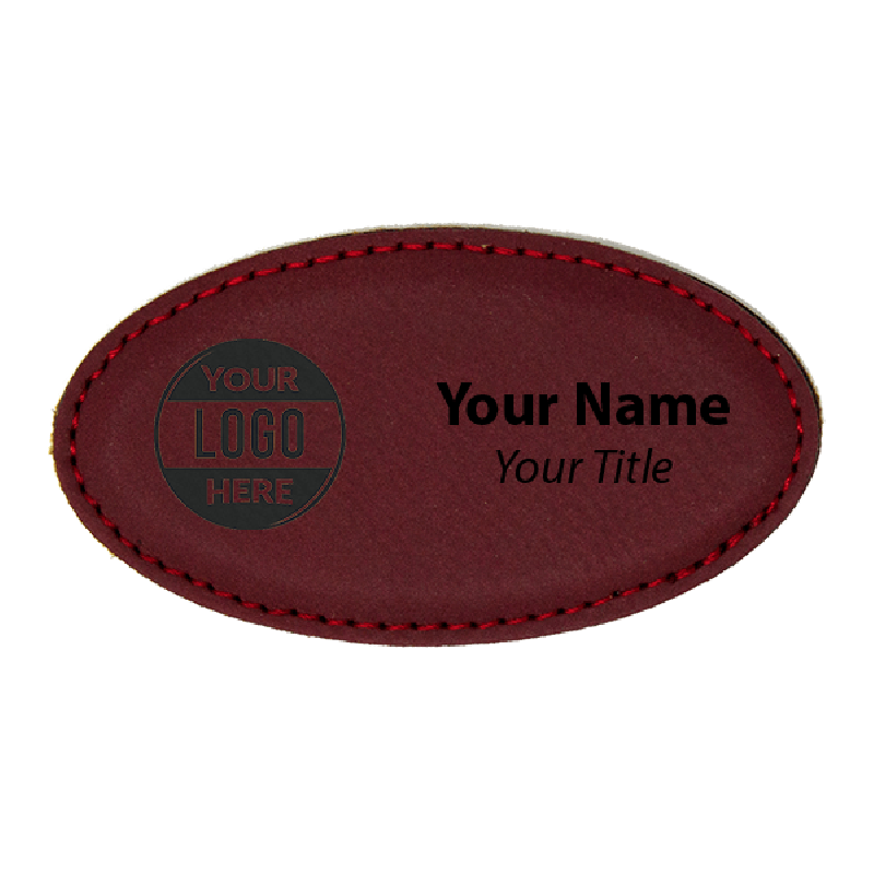 Leatherette Oval Magnetic Name Tag - 1.75" x 3.25" Leatherette Oval Magnetic Name Tag - 1.75" x 3.25"
