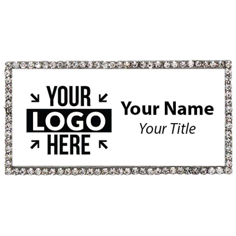 Silver and White Bling Name Tag Silver and White Bling Name Tag