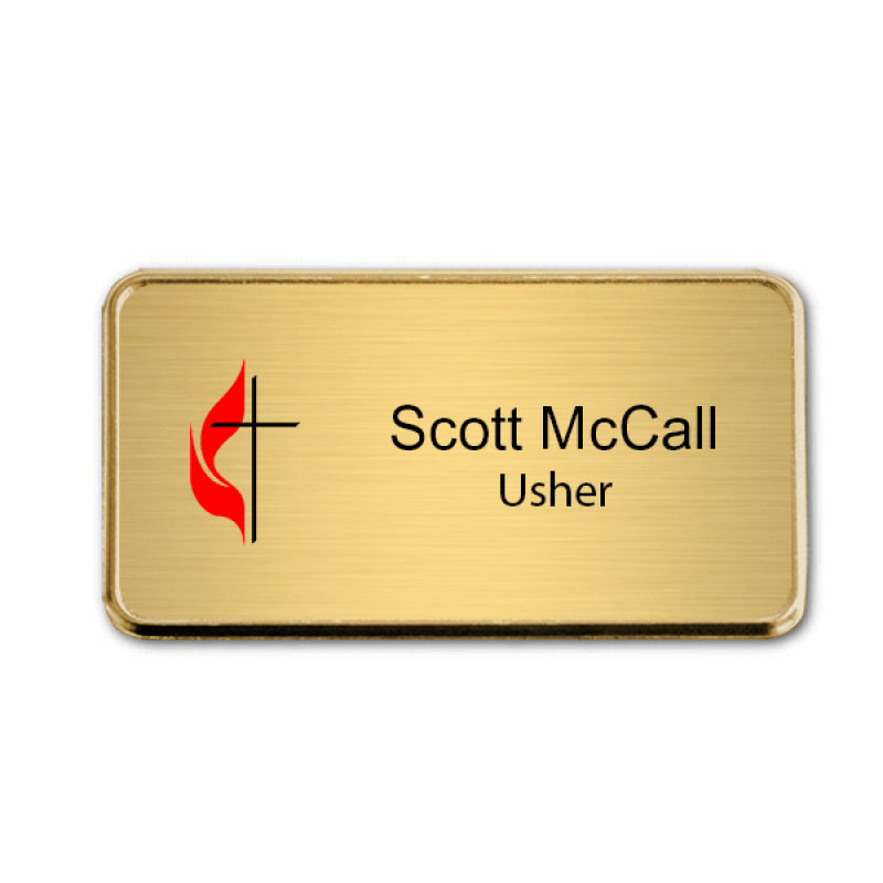United Methodist Church Name Badge w/ Rounded Corner Frame United Methodist Church Name Badge w/ Rounded Corner Frame