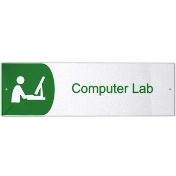 Computer Lab Icon Acrylic Sign 3" x 10" Custom Signs