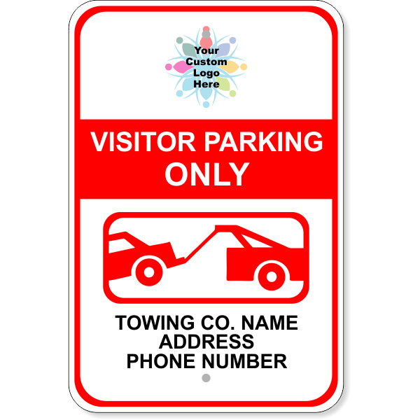 Custom Visitor Parking Only Tow Away Aluminum Sign | 18" x 12" Custom Visitor Parking Only Tow Away Aluminum Sign | 18" x 12"