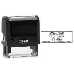 Kentucky Notary Rectangle Impression next to Trodat 4914 stamp body