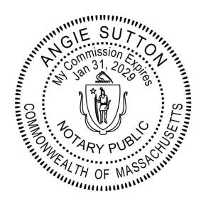 Massachusetts Notary Round Seal in black ink - available as stamp or embosser