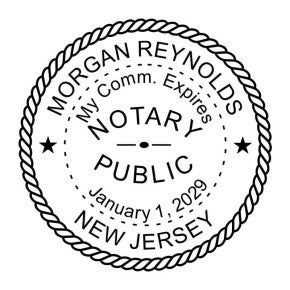 New Jersey Round Notary Seal Impression- Available in stamp or embosser