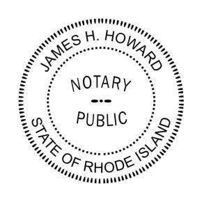 Rhode Island Round Notary Seal impression in black ink
