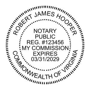 Virginia Round Notary Seal impression in black ink