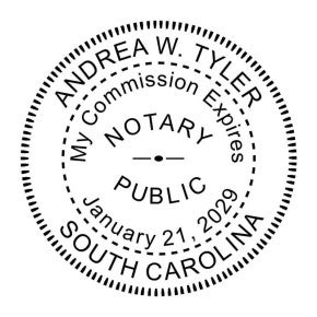 South Carolina notary public stamp with expiration date and circular border design.