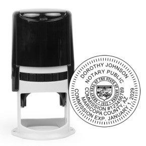 Arizona notary stamp with round design and state seal.