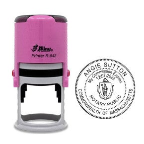 Massachusetts Notary Pink Stamp - Round