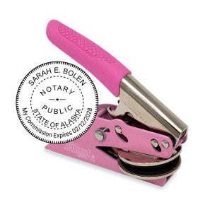 Alaska Notary Pink Seal Embosser with Impression Overlay