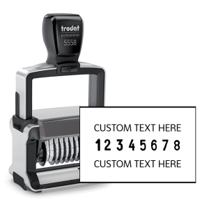 Trodat Professional 5558 | 8 Digit Numberer & Text Stamp 