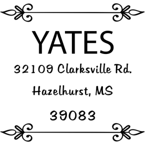 Yates Vintage Deco Square Address Stamp