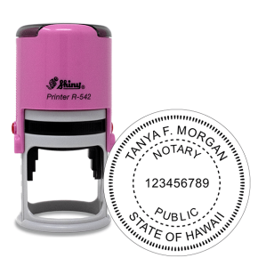 Hawaii Notary Pink Stamp - Round