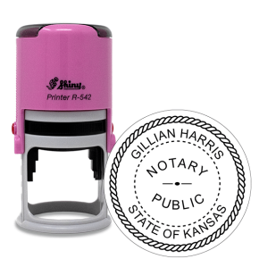 Kansas Notary Pink Stamp - Round
