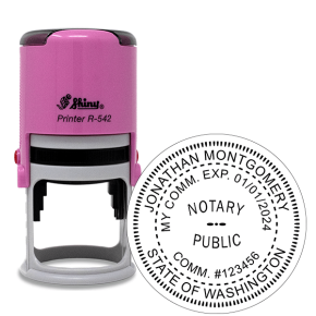 Washington Notary Pink Stamp - Round