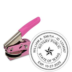Texas Notary Pink Seal Embosser - Round